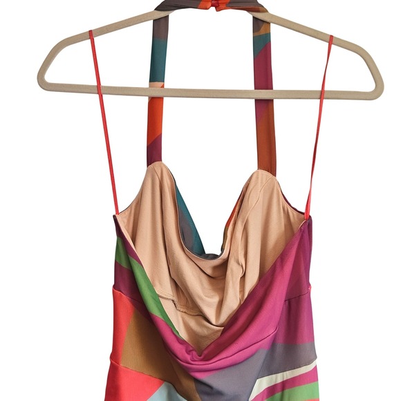 NEW By Anthropologie Square-Neck Halter Midi Dress Medium Petite
